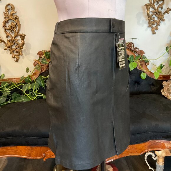USA Extreme Biker Leather 100% Real Mini Skirt Size 17/18 Black - Picture 3 of 8